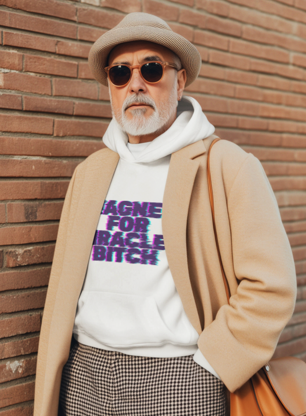 “Magnet for Miracles Bitch” Hoodie — Retro Glitch Graphic Pullover