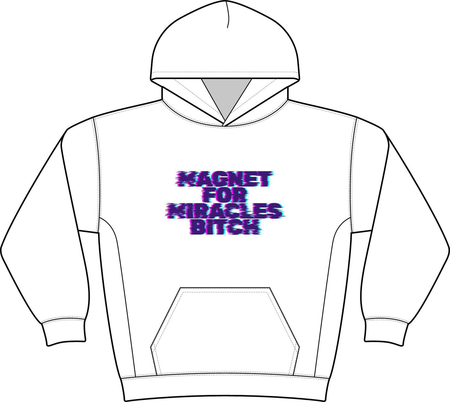 “Magnet for Miracles Bitch” Hoodie — Retro Glitch Graphic Pullover