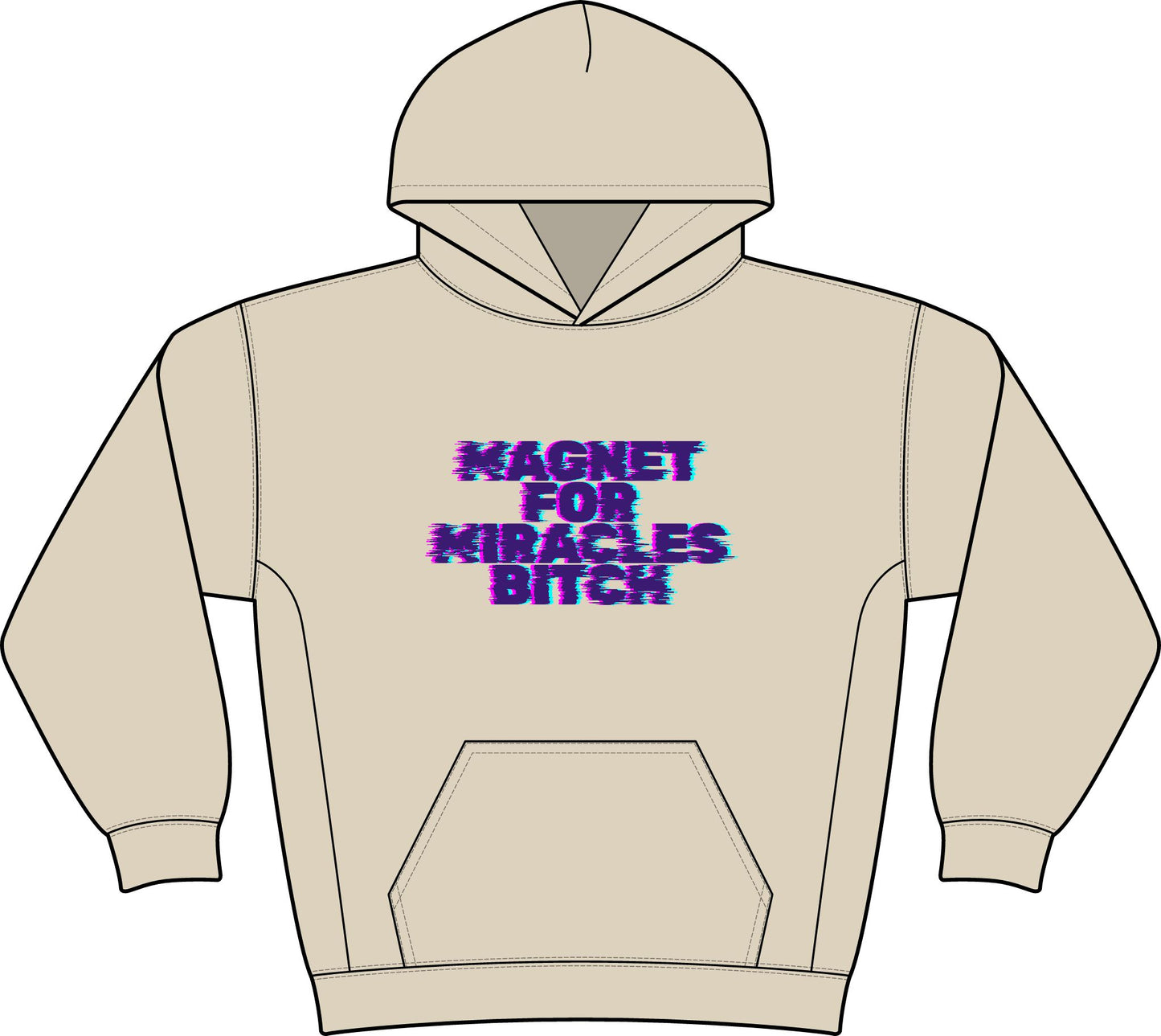 “Magnet for Miracles Bitch” Hoodie — Retro Glitch Graphic Pullover