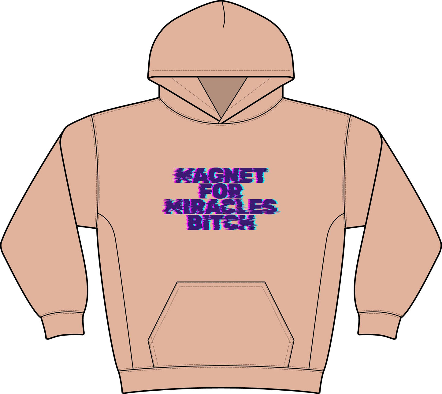 “Magnet for Miracles Bitch” Hoodie — Retro Glitch Graphic Pullover