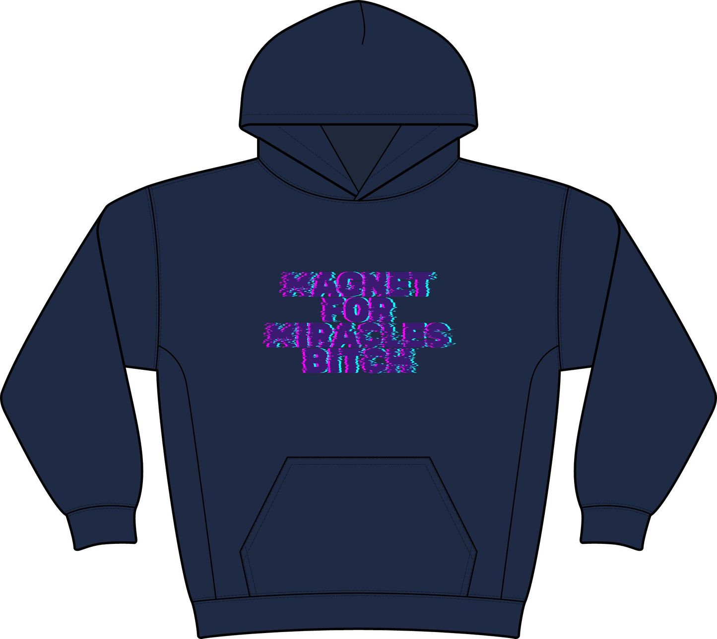 “Magnet for Miracles Bitch” Hoodie — Retro Glitch Graphic Pullover